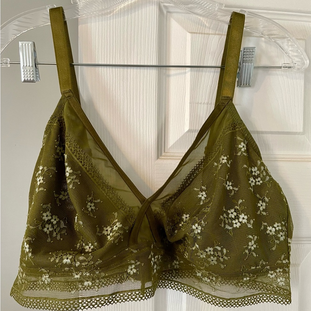 Green lace longline bralette 2X